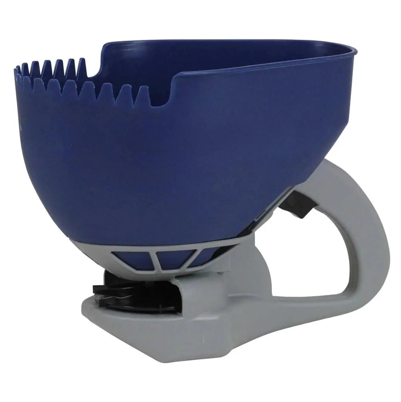 1.6-Liter/0.3-Gallon Ice Melt and Salt Hand Crank Spreader, Poly Toothed Edge Scoop with Thumb Control Gate and Impeller, Ideal for Small Spaces, Blue