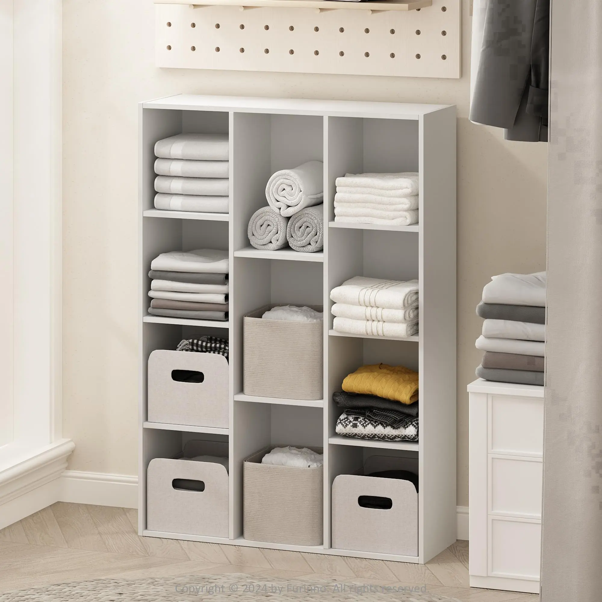 REED Closet Organizers and Storage, 11-Cube Closet Organizer, Open Shelf Closet Storage, for Wardrobe, Bedroom, Living Room, White