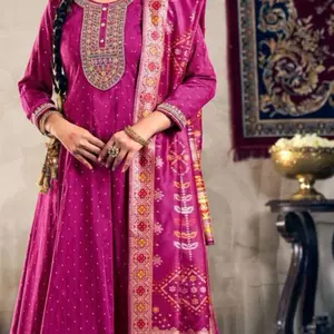 Party wear Top Dyed Jecaurd Anarkali gown set