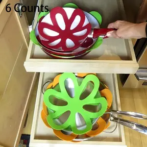 6pcs/set Flower Design Pot Pan Protector Mat, Heat Insulation Anti-scratch Divider Pad for Cookware, Kitchen Gadget, Kitchen Decorative Placemat