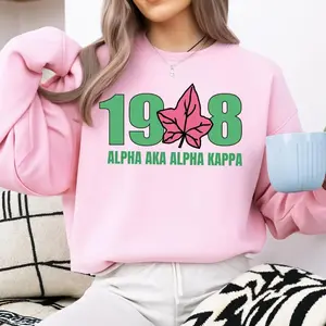 Alpha Kappa Inspired 1908 Sweatshirt, Pink Green Sorority Crewneck, Sisterhood Gift Shirt, Greek Life Apparel Sweatshirt