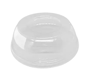 Custom Cup Factory Disposable PET Plastic Dome Lid - 8-32OZ, 117mm Diameter, No Hole, For PET Deli Containers, 500 Pieces/Case