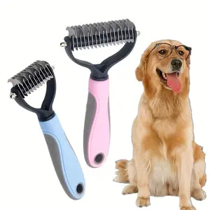 2-In-1 Pet Grooming Brush for Dogs and Cats, Includes Undercoat Comb and Easy-To-Use Detangling Tool, Ideal for Shedding Control, Deshedding Tool