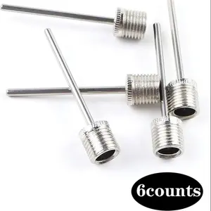 Stainless Steel Metal Air Pump Needle (6 Counts), Basketball Football Inflatable Ball Needle, Air Pump Accessories For Outdoor Sports