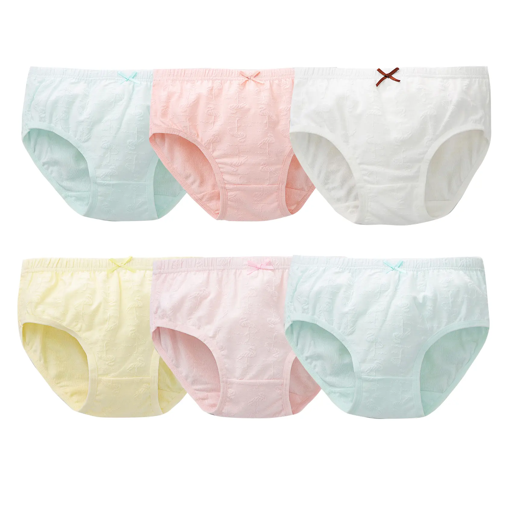 6-Pack Jacquard Cotton Underwear Breathable Baby Kids Panties for Girls Super Soft Toddler Undies Cute Solid Assorted Boxer Briefs