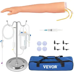 Father's Day Gift VEVOR 12 PCS Phlebotomy Practice Kit, IV Venipuncture Intravenous Training, High Simulation IV Practice Arm Kit with Carrying Bag, Practice and Perfect IV Skills, for Students Nurses and Professionals
