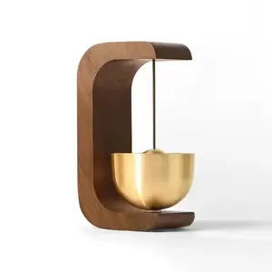 Wooden Japanese Healing Wind Chime, Outdoor Wind Chimes, Natural Wood Hook & Handmade Brass Bell, Modern Design, No Power Needed, Home Decor