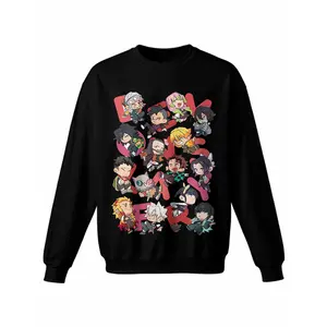 Demon Slayer Kimetsu No Yaiba Crewneck Sweatshirt  Crew Neck Hoodless Sweat Shirt for Women Men Loose Fit Comfy Casual Funny Unisex Graphic Pullover  Long Sleeve Pull Over Fashion Top,Cotton Blend Gift For Fan Manga Anime Lover HTK00032