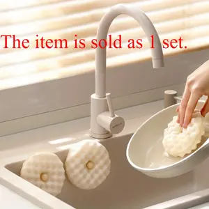 3D Honeycomb Dishwashing Sponge Set - Polyurethane Double-Sided Scouring Pads for Kitchen Cleaning with Suction Cup - 1 Set