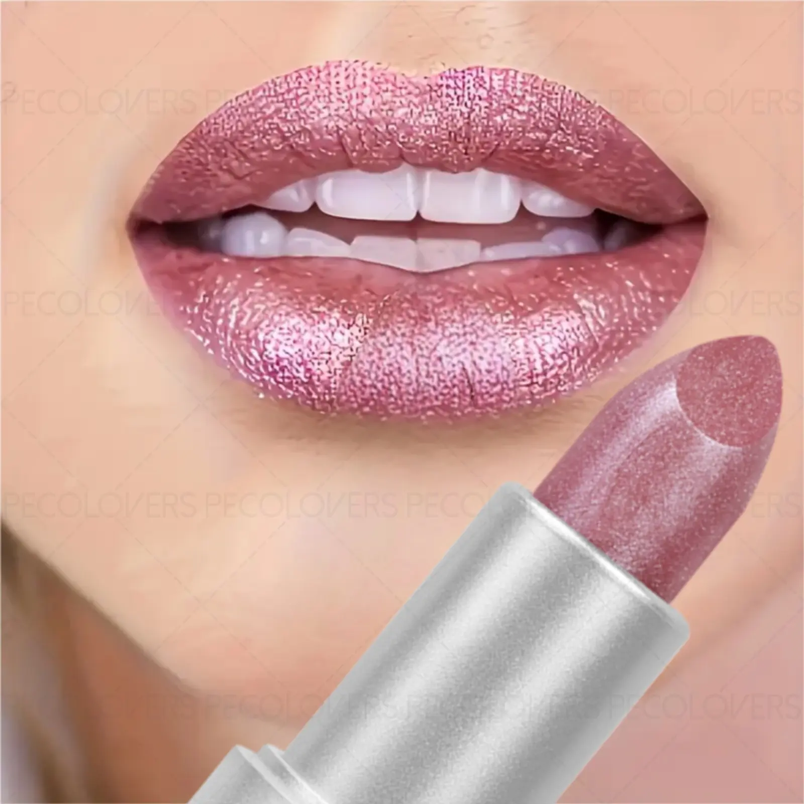 1PC Moisturizing Pearlescent Shimmer Long Lasting Glossy Lipstick, Glittering Purple/pink Tones, Soft Texture, Non-stick Cups, Silky, Suitable for Any Place, Christmas Gift
