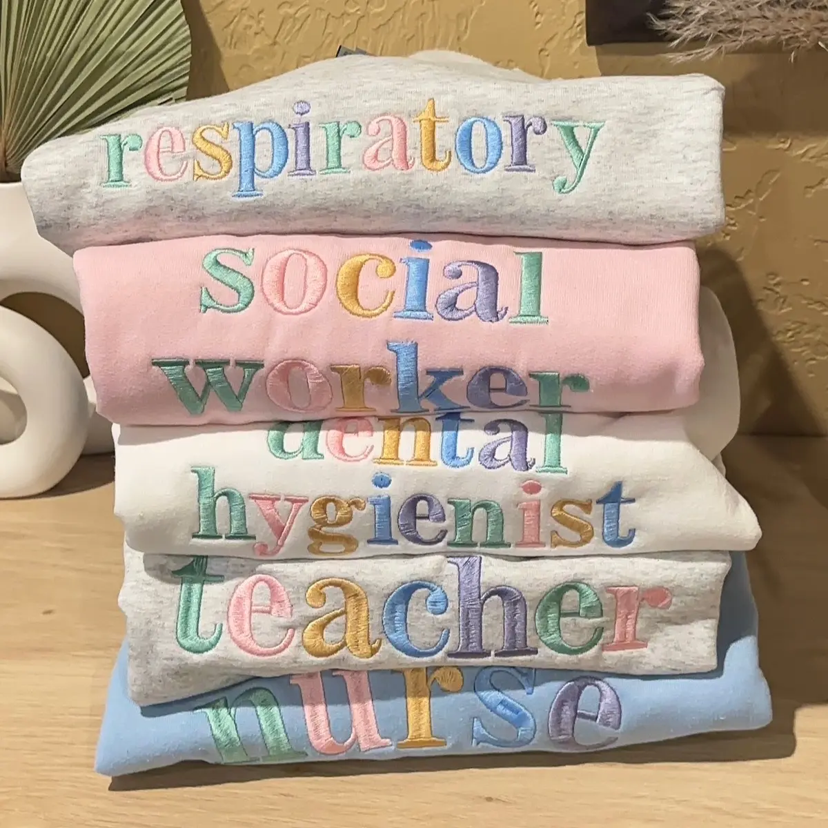 Custom embroidered pastel colors career sweatshirt Custom embroidered pastel colors career sweatshirt