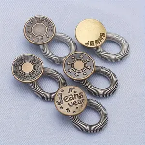 4pcs Waist Extender Metal Buttons No Nail No Sew Detachable Adjustable Elastic Buckles for Jeans Pants Extension