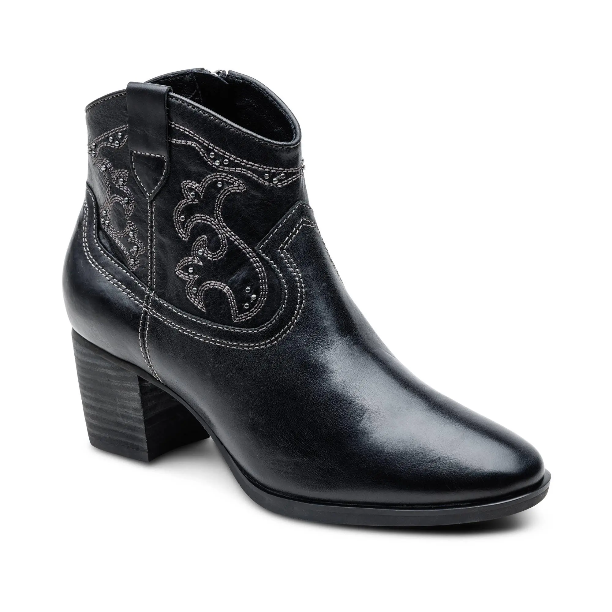 Aetrex Reagan Ankle Boot - Black | Women's Orthotic Boots for Foot Pain Relief & All-Day Comfort, Arch Support, Block Heel, Antimicrobial Technology