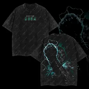 Superstyle Dr.Doom "The Masked Tyrant" Ver 02 MCU Edition Double Printed Oversize Lightweight Acid Washed Tee TV Series Graphic Design Top Cotton Streetwear Comic Superheroes T-Shirt Clothes Menswear Womenswear