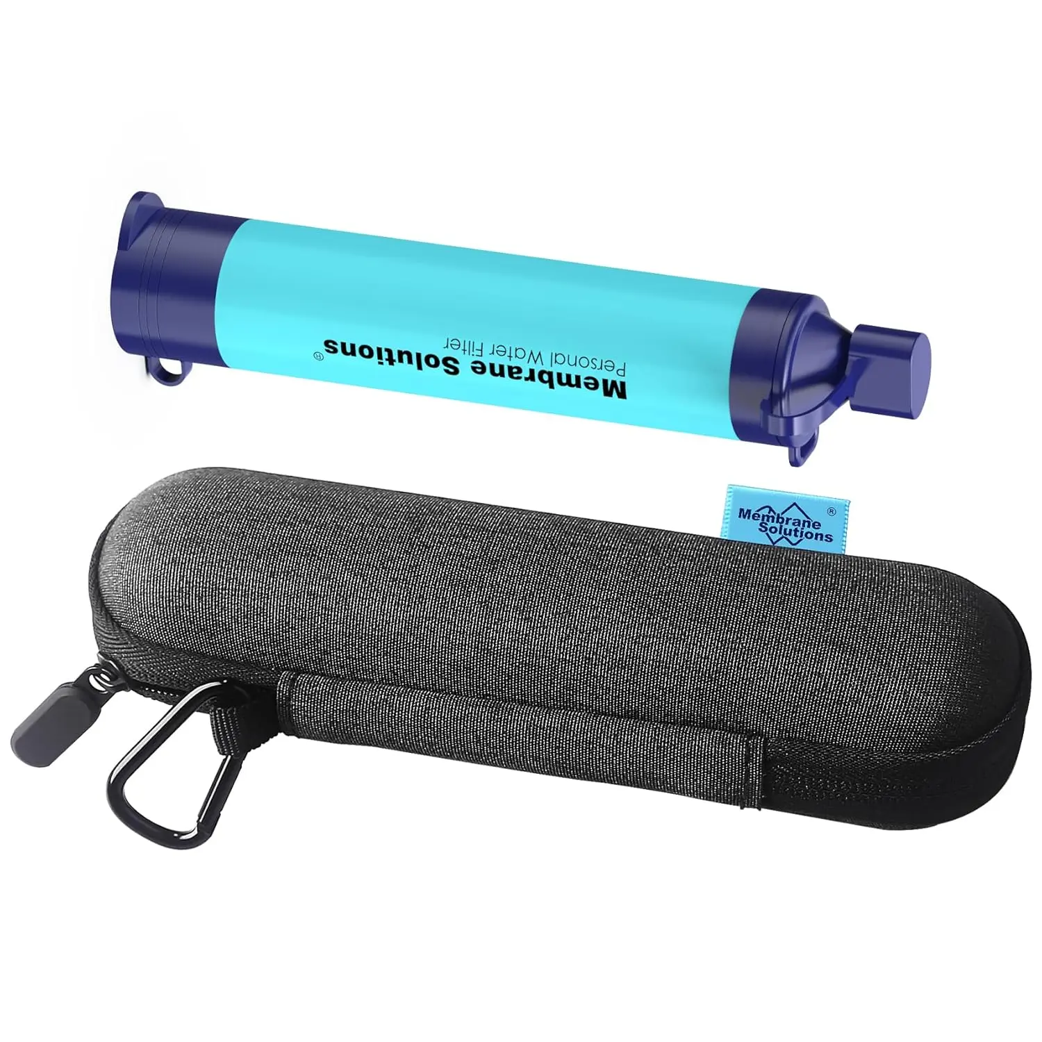 Membrane Solutions Unisex Compact Pocket-Size Survival Gear Water Filter Straw with Official Carry Case, Zip Lock Bag for Camping, Hiking, Boating