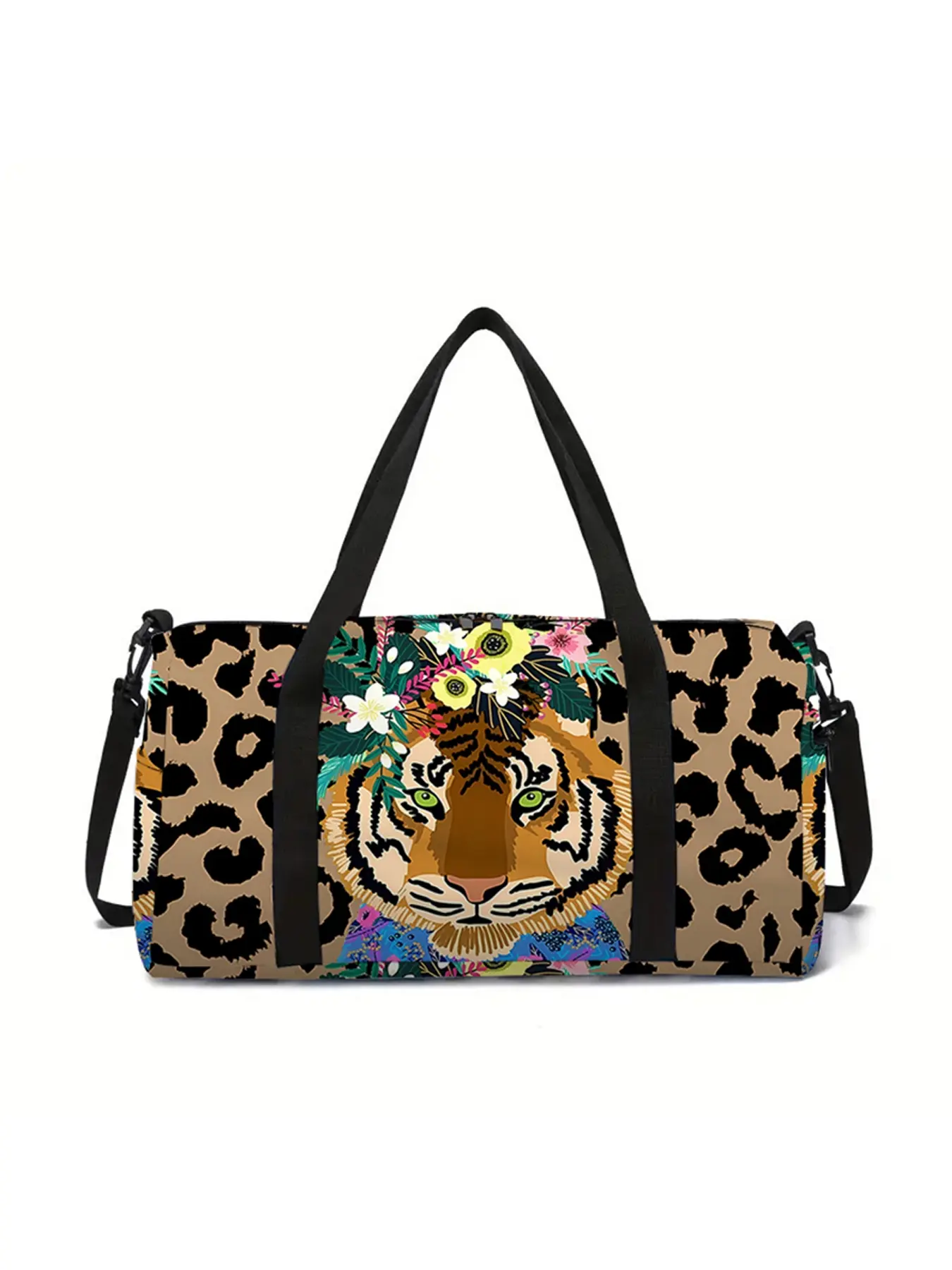 Tiger pattern printed large capacity travel duffel bag, portable storage bag, Fashionable Duffel Bag, Travel Luggage, Duffle Travel Bag, Traveling Bag