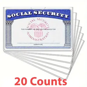 Social Security Card Protector Sleeves, 20pcs Waterproof PVC Card Protector Sleeves, Card Protector for Social Security, Medicare & Credit Cards, Office Stationery Supplies, Office Desk Accessories