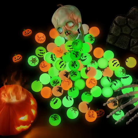 72 Pack Halloween Theme Designs Bouncing Balls, Glow in The Dark Bouncy Party Favors Supplies for Kids, Trick or Treating Goodie Fall Deals For You