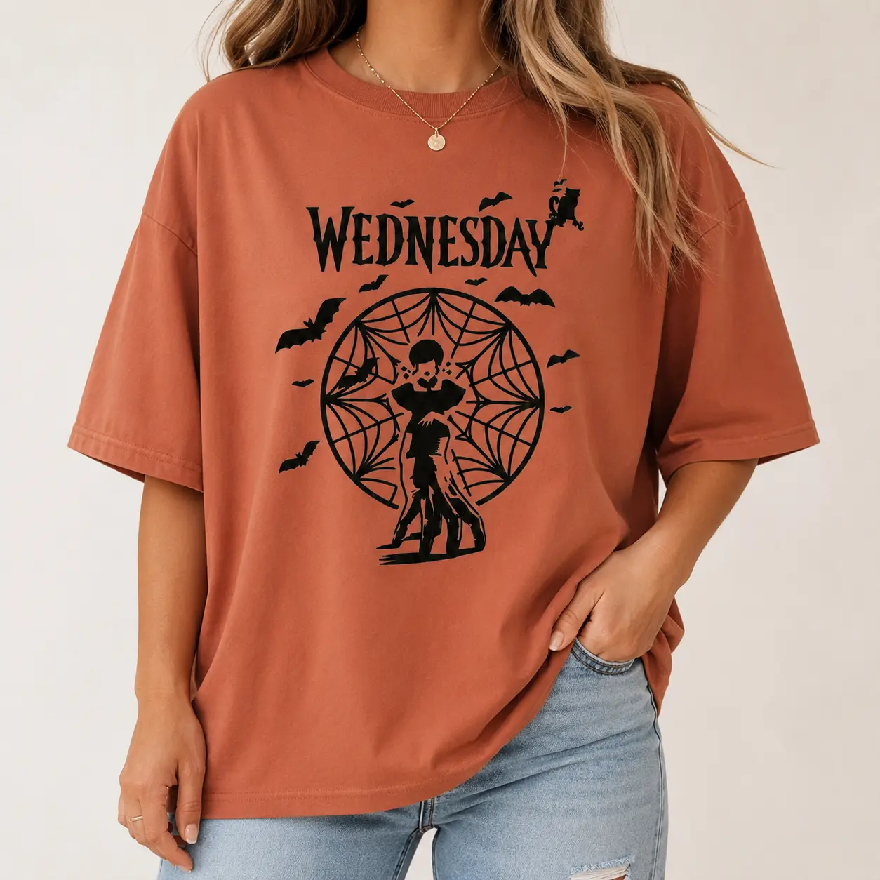 Comfort Colors Wednesday Addams Crewneck Unisex Tshirt, Gothic Shirt, Halloween Spooky Season Gift for Women Girls