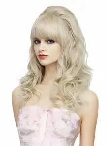 BESTUNG Long Wavy Blonde Wig Women's Big Costume Wig Bouffant Beehive Wigs 50s 80’s Classical Curly Hair Wigs for Women (Blonde)