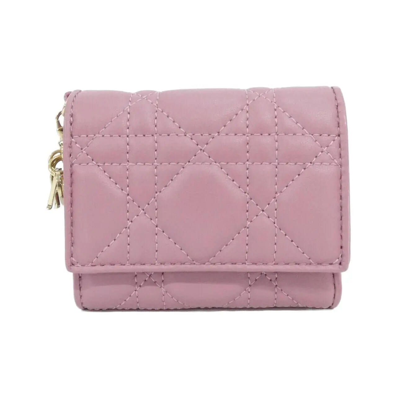 Pre-owned Dior Lambskin Small Leather Goods Christian Lady Lotus Wallet Wallet