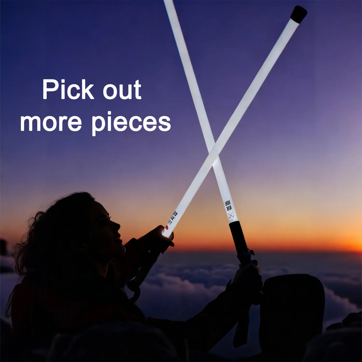 Glowing Saber Non-Foldable Hiking Sticks with Built-in LED Strip Adjustable Waterproof Anti-Slip Grip for Night Camping & Outdoor Adventure