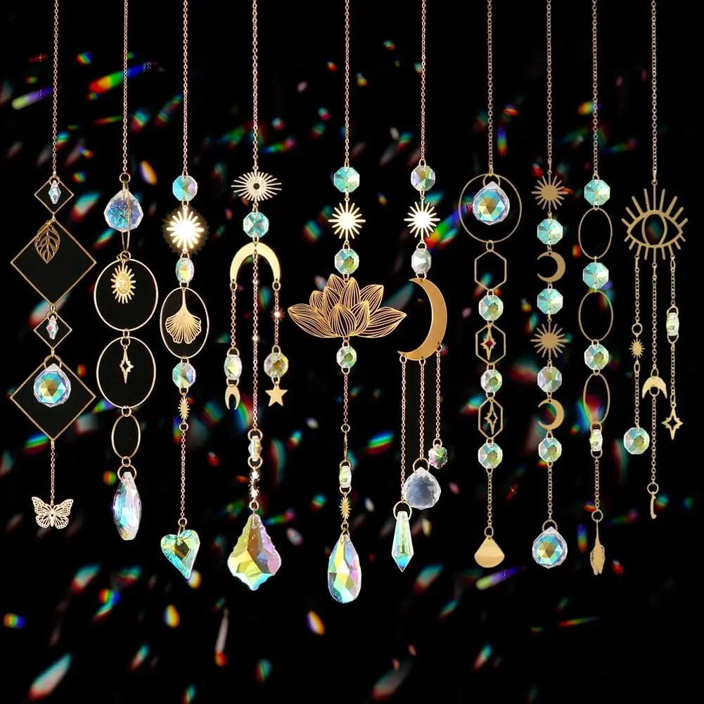 10 Pieces Colorful Crystal Hanging Crystals Prism Rainbow Maker for Windows Indoor Outdoor