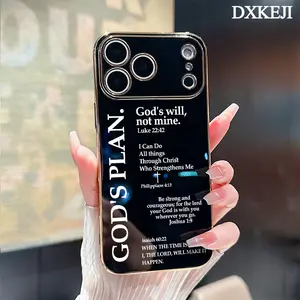 Electroplated Phone Case for iPhone 17 15 Pro Max Air 16 14 Plus 13 12 11 Christian Bible Quotes Philippians 4:13 Soft TPU Silicone Dirt-proof Easy to Clean Soft Cover Gift