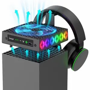 Xbox Series X Multi-Functional Cooling Pad Fan with Dustproof Storage Display, Temperature Control, Vibrant RGB Lights, Gaming Accessory Computer Peripherals