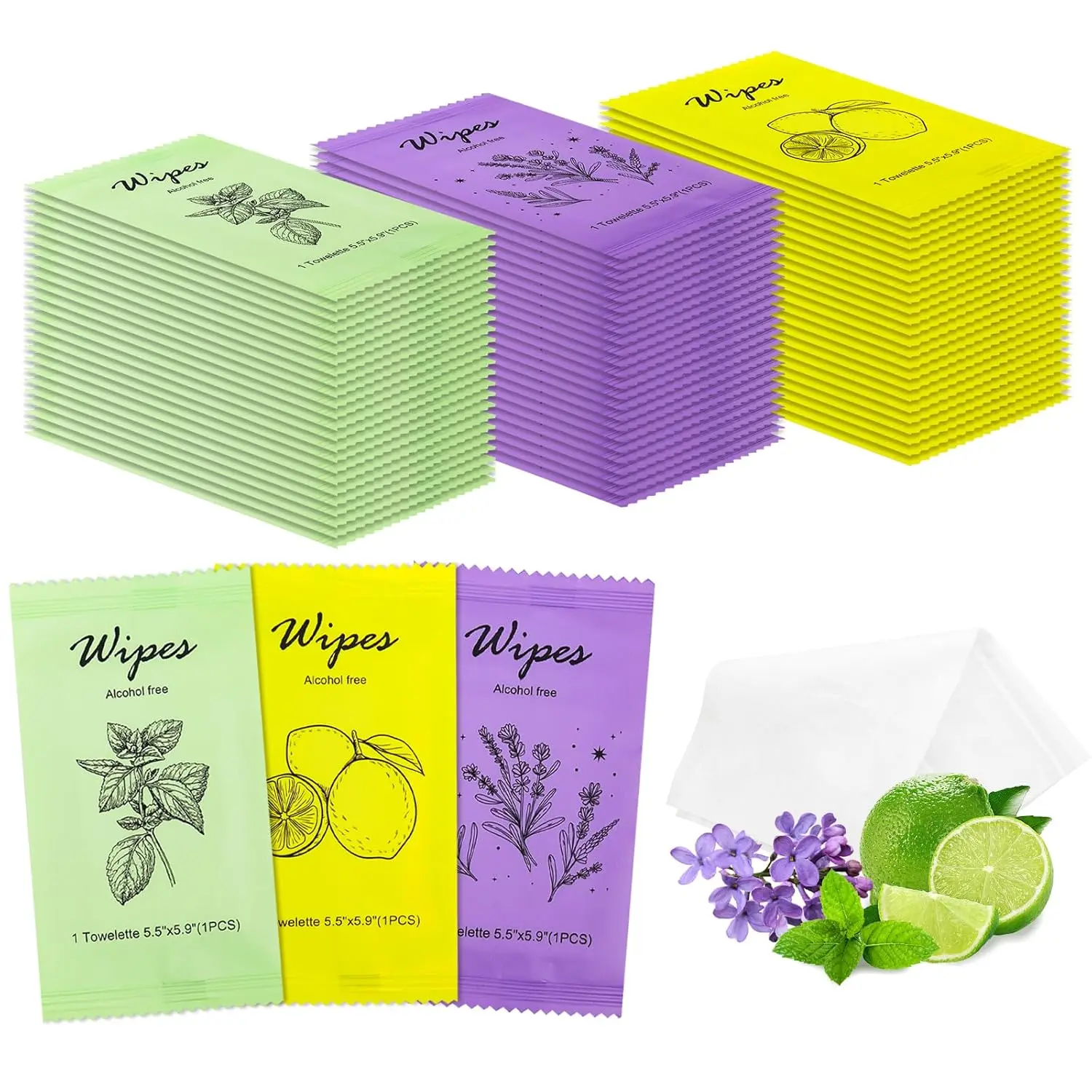 Individual Hand Wipes Wet Wipes Travel Size,Wet Wipes Individually Wrapped Bulk Cleansing Travel Size Wipes for Wedding Travel Restaurant Barbecue(60)