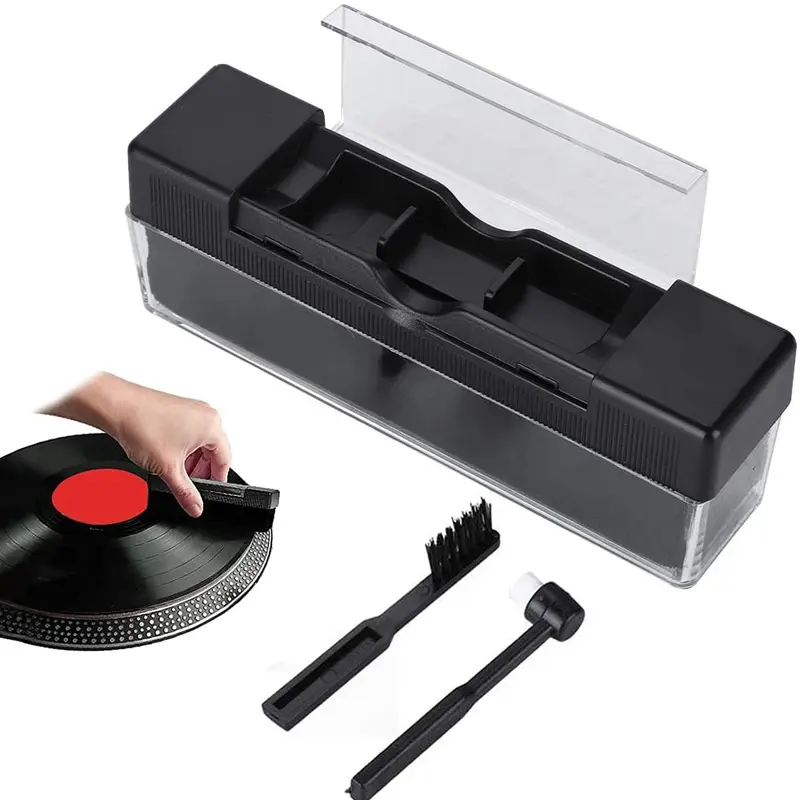 Dazone 3-in-1 Portable Vinyl Record Cleaning Kit - Anti-Static Velvet Brush, Carbon Fiber Stylus Cleaner, Professional Turntable Accessories for Cleaning Turntable & Improving Sound Quality
