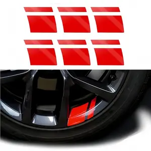 Red Car Wheel Rim Reflective Stickers, Universal Tire Rim Stripe Decals, Automotive Decor Accessories for 18-21 Inch Wheels-MM1