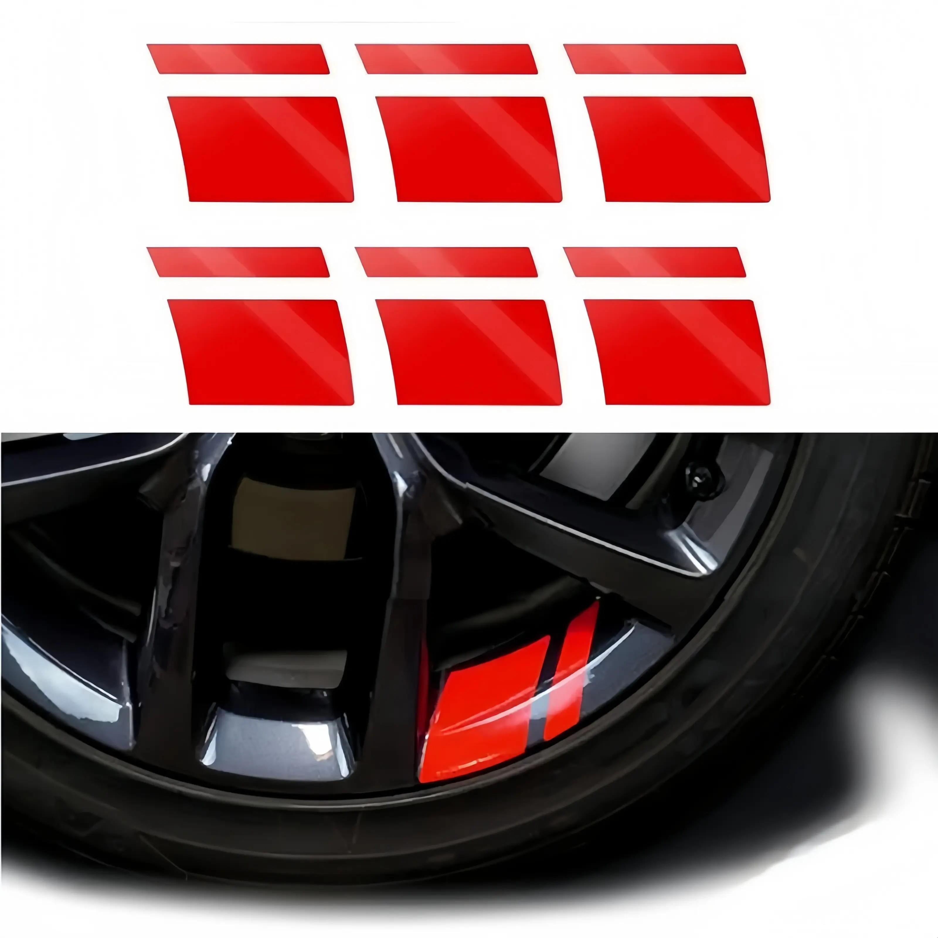 Red Car Wheel Rim Reflective Stickers, Universal Tire Rim Stripe Decals, Automotive Decor Accessories for 18-21 Inch Wheels-MM1