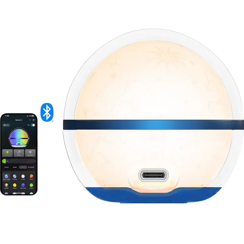 OLIGHT Sphere C Smart Sphere-Shape Indoor Night Light - USB-C Rechargeable, RGB Lighting, App Control, Sleep Support, Home Improvement Decorative Lighting for Indoor Use