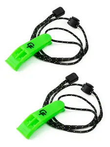 Gradient Fitness Emergency Whistles (2 Pack) | Loud Pealess Plastic Survival Whistle with Adjustable Lanyard, Clip & Reflective Stitching. Quick Safety Access for Swimming, Boating, Surfing, Hiking