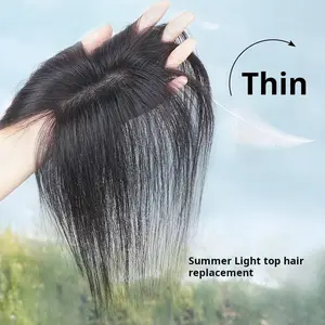 Women's curtain bang wig piece, top hair volume enhancer, voluminous fake bangs, made of real human hair, adds hair thickness, covers gray hair, French straight bangs, seamless high-top hairpiece Natural Clip-In Extension wide parting