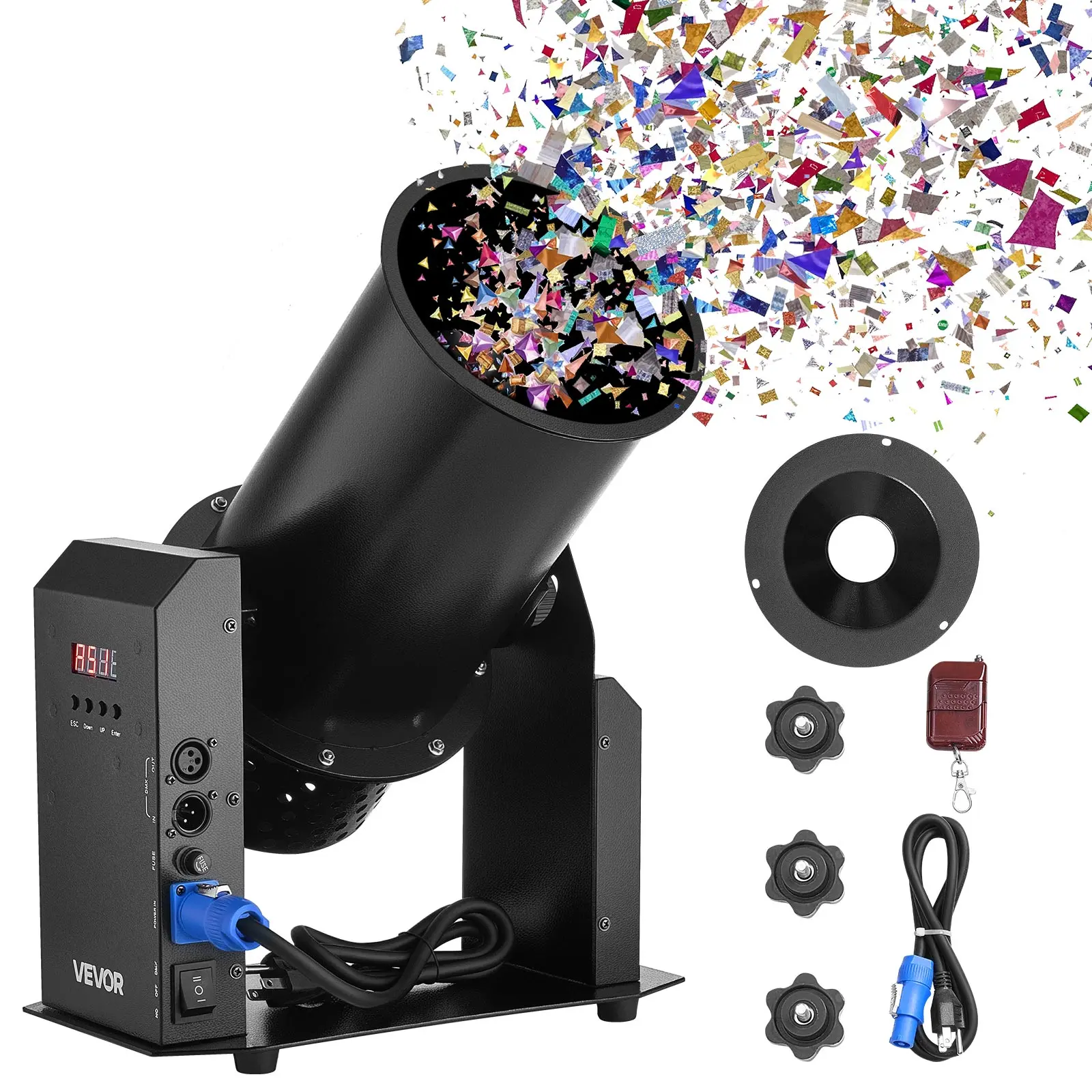 【Summerfinds】VEVOR Electric Confetti Machine, 1500W Powerful Output Confetti Cannon Launcher, DMX512, Manual & Remote Control, Portable Confe-tti Shooter for Wedding Christmas Party Event Show Stage Nightclub