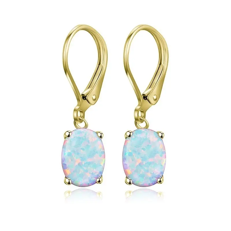 Four-Claw Oval Opal Earrings for Women - Fashion Accessory