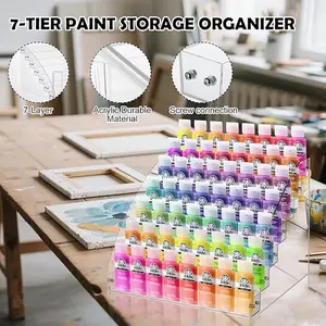Transparent Paint Storage Box Set Mini Paint Rack, Durable Craft Paint Organizer, Ideal for Artists & Hobbyists, Space-Saving Design, Organized Layout