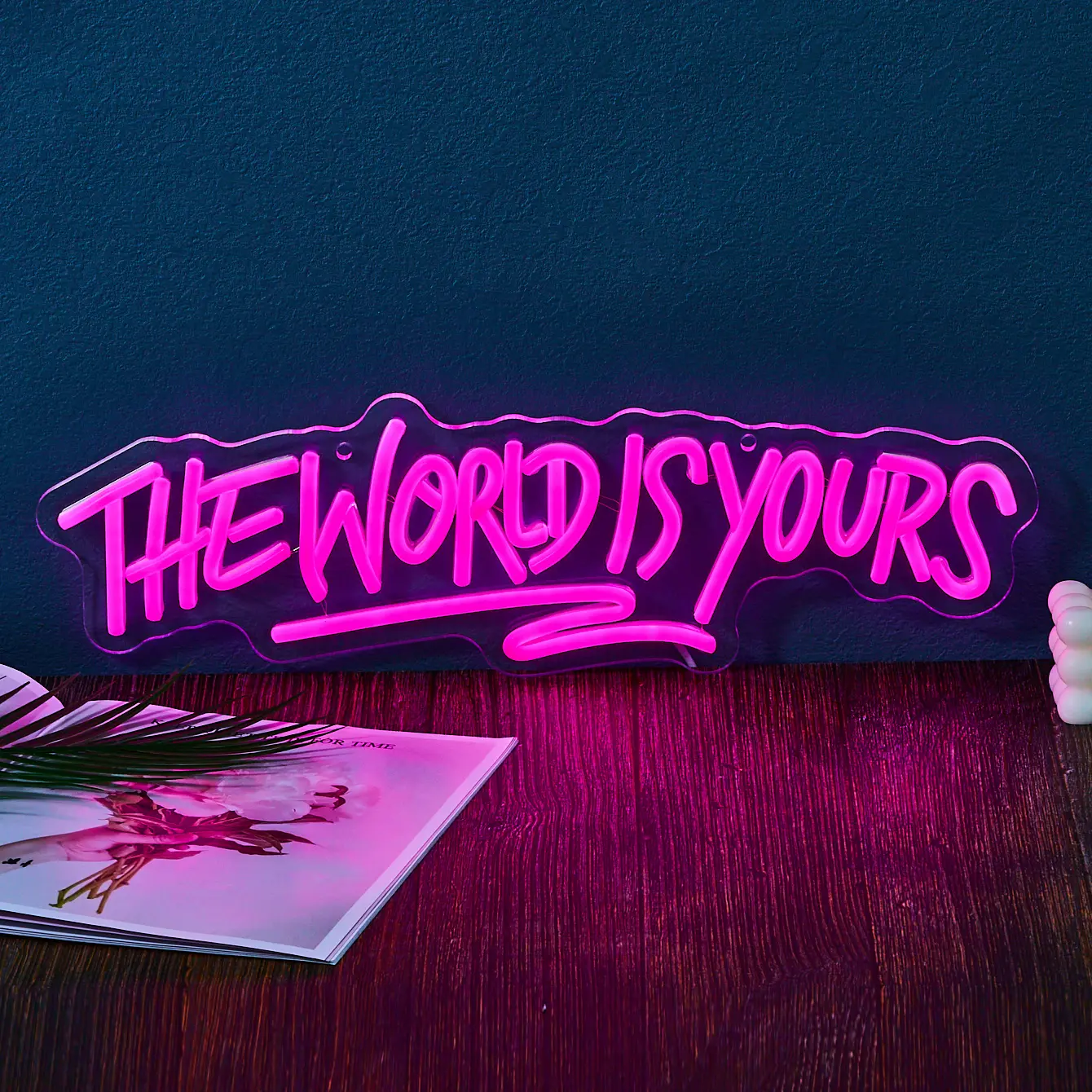 1-Piece "The World Is Yours" Shaped LED Neon Sign - Decorative Lights for Room Decor, Aesthetic Room Decor, Birthday Gift Ideas, Indoor Wall Lighting (Festive & Home Supplies), Wall Decor