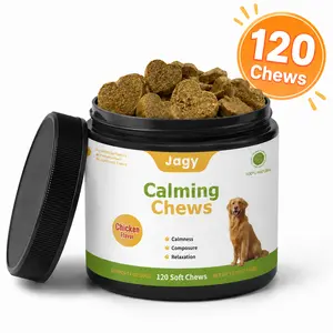 Jagy Calming Dog Treats - 120 Natural Supplements with Magnesium Citrate, Valerian Root, Chamomile to Soothe Stress, Promote Emotional Balance, Ideal for Fireworks, Travel