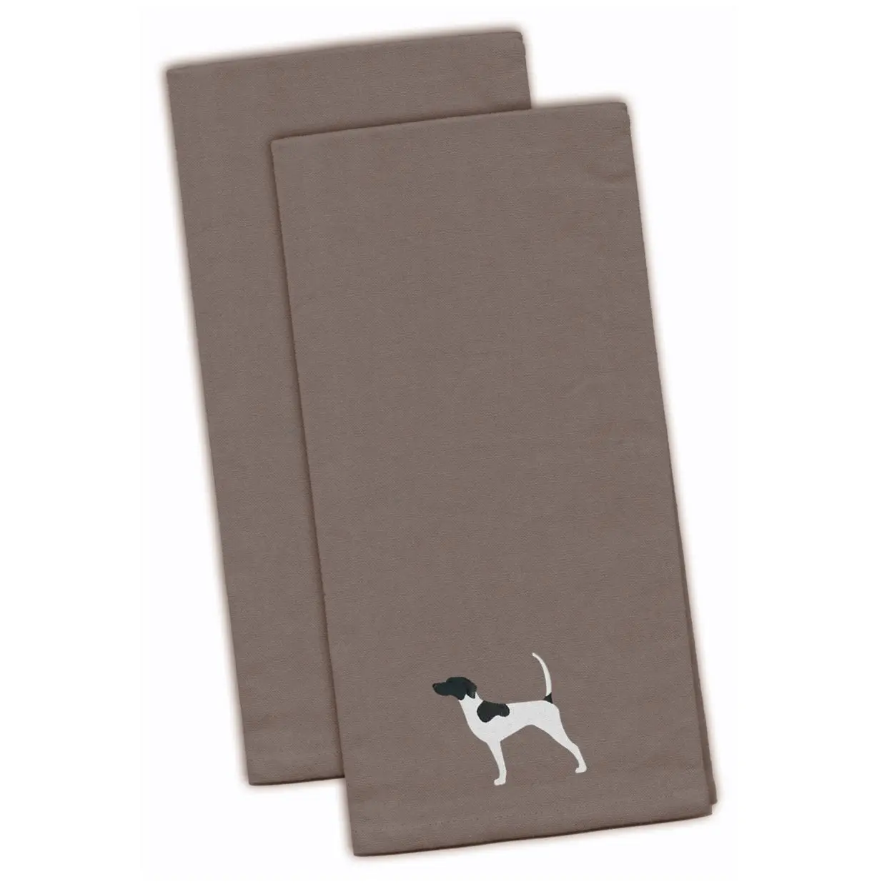 100% Cotton Kitchen Towel Set - Artisan Cotton Textile 2-Piece Gray English Pointer Embroidered Drying Dish Cloths, Kitchen Use Linens, Artisan Cotton Textile Dish Cloth & Towels, 100% Cotton Dish Cloth & Towels