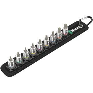 WERA 05003882001 BELT 3 TORX HF ZYKLOP BIT SOCKET SET WITH HOLDING FUNCTION, 1/4" DRIVE, 10 PIECES