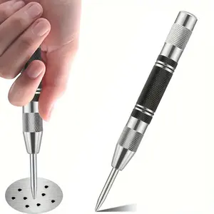 1pcs Heavy duty, Industrial automatic punching tool with anti slip grip design, made of heavy-duty chrome steel, suitable for metal, glass, wood, plastic materials, precision marking and drilling guidance, ideal for mechanical workshops