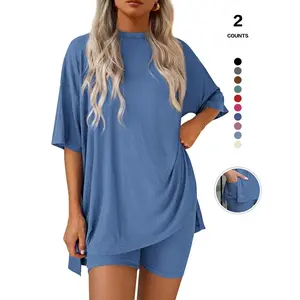 Vista X Cozy Mama Lounge Set, Women's 2-Piece, Crew Neck Oversized T-Shirts, Comfortable Home Wear, Perfect for Relaxing at Home Loungewear Nightwear Womenswear Homewear
