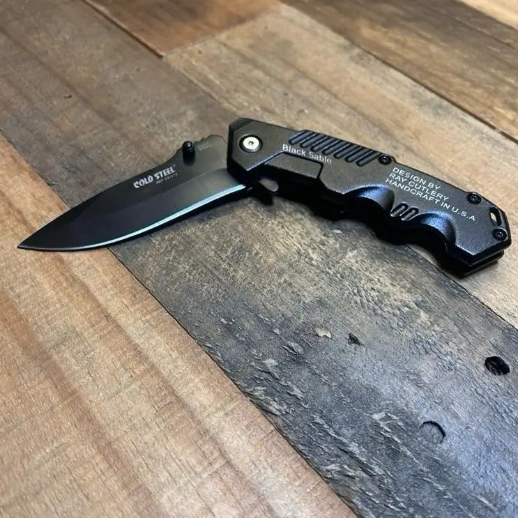 Tactical Folding Pocket Knife with Black Handle - High Hardness Stainless Steel Blade | Multipurpose Outdoor Fixed Knife - EDC Survival Knife for Camping, Hiking, Hunting & Outdoor Adventure - Lightweight - Gift for Dad, Outdoorsmen