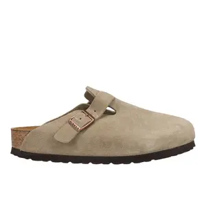 BIRKENSTOCK Mens Boston Soft Footbed Suede Leather Clogs Casual - Beige