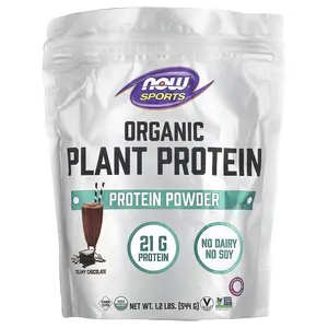 NOW Foods Sports, Organic Plant Protein Powder, Creamy Chocolate, 1.2 lbs (544 g)