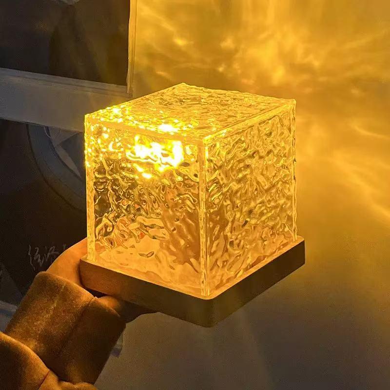 Rechargeable Shower Light No Wiring, 16 Color Changeable Ocean Wave Projector Light, Dimmable Waterproof Shower Lamp with Remote, Rotating Flame Water Ripple Lamp for Shower, Bathroom, Bedroom Decor