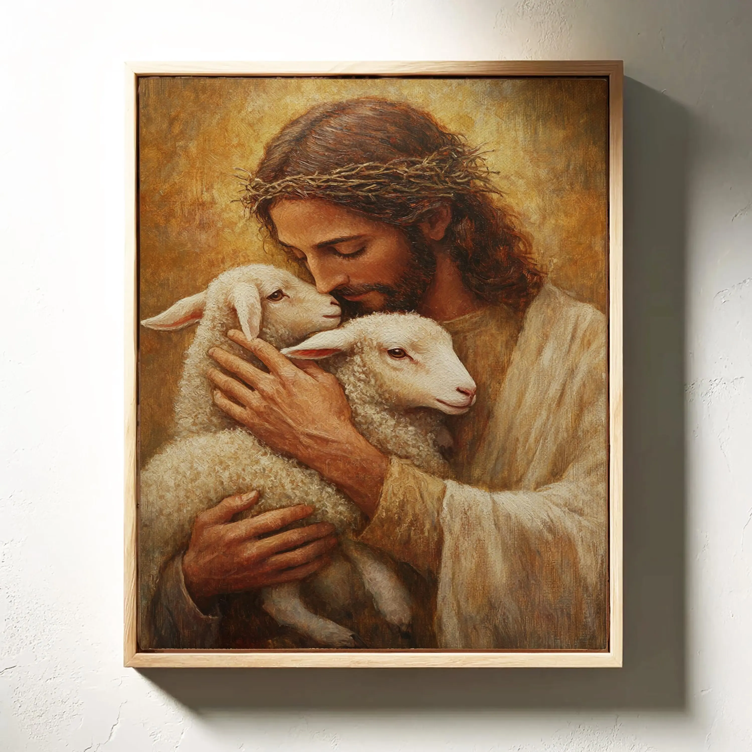 esus Holding Two Lambs Poster, Jesus Poster, Christian Poster, Jesus Shepherd Easter Poster Home Decor